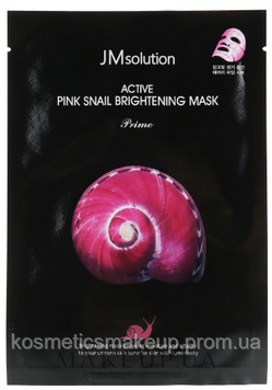 Тканинна маска з муцином равлика JMsolution Active Pink Snail Brightening Mask Prime 546 фото