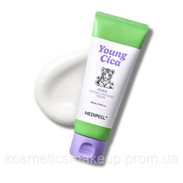 Заспокійливий крем для чутливої та проблемної шкіри Medipeel Young Cica PDRN Trouble Soothing Cream 80 мл 506 фото