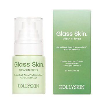Крем-тонер для обличчя HOLLYSKIN Glass Skin. з церамідами та екстрактом матчі 50 ml 0827 фото
